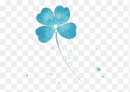 Blue Four-leaf clover, Hand painted Clover, watercolor Painting, blue png thumbnail