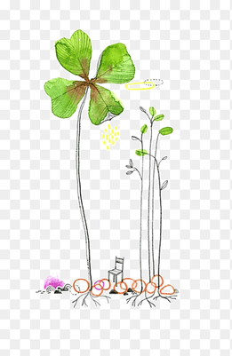 green flower illustration, Watercolor painting Drawing Clover Illustration, Drawing Clover, leaf, branch png thumbnail