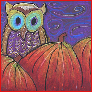 Owl art lesson in Oil Pastel
