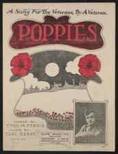 WWI sheet music with poppy illustration.