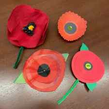 Four styles of paper poppies