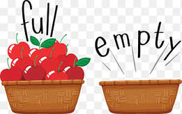 Empty basket and basket full of apples, png thumbnail