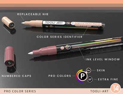 22 Acrylic Paint Pens (REDS AND PINKS) Pro Color Series Set (3mm MEDIUM)