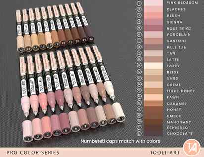 Acrylic Paint Pens 22 Assorted Skin Flesh Tones Pro Color Series Markers Set 0.7mm Extra Fine