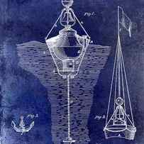 1878 Buoy Patent Drawing Blue by Jon Neidert