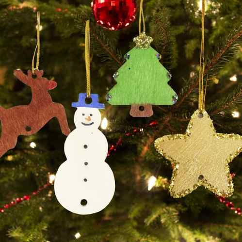 Wooden Christmas Tree Decorations (Pack of 54)