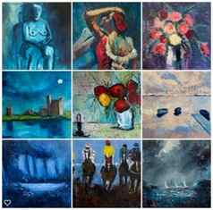 examples of my work using the colour blue