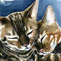 Arrow and Nala Bengal Cat Painting by Dora Hathazi Mendes