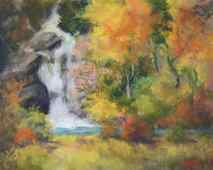 Original art for sale at UGallery.com | Hidden Forest Falls by Joanie Ford | 1.157 zł | pastel artwork | 12