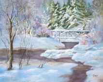 Original art for sale at UGallery.com | Fresh Snow by the Creek by Joanie Ford | 1.157 zł | pastel artwork | 12