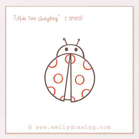 How to Draw a Ladybug - Step 7 – Add the ladybug’s spots!