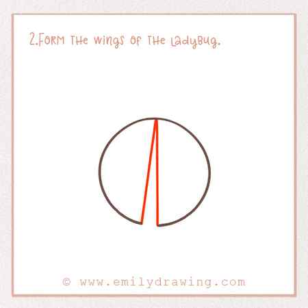 How to Draw a Ladybug - Step 2 – Form the wings of the ladybug.