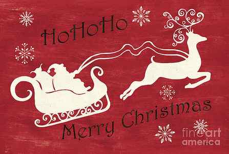 Wall Art - Painting - Santa and Reindeer Sleigh by Debbie DeWitt