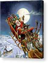 Santa Claus Reindeer Acrylic Prints