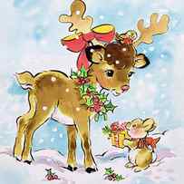 Christmas Reindeer and Rabbit by Diane Matthes