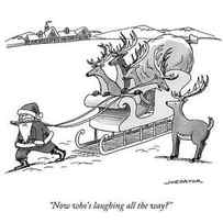 Santa Claus Pulls A Sleigh Full Of Reindeer by Joe Dator