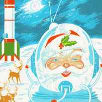 Space Santa and Reindeer on the Moon by CSA Images
