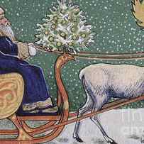 Vintage Victorian depicting Father Christmas on his sleigh by Wilhelm List