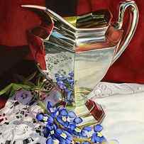 Silver Pitcher and Bluebonnet by Hailey E Herrera