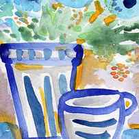 Cups and Flowers- watercolor floral painting by Linda Woods