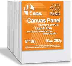 Canvas Boards for Painting 40 Pack, 8 inch x 10 inch Super Value Pack, Artist Canvas Panels for Oil & Acrylic Painting