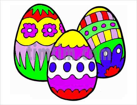 illustration drawing of three colorfully decorated easter eggs