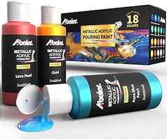 ABEIER Metallic Acrylic Pouring Paint, Set of 18 Metallic Colors Fluid acrylic paint, Pre-Mixed High Flow & Ready to Pour(. 