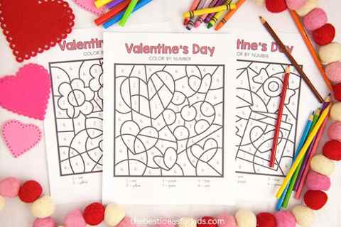 Free Printable Valentines Day Color by Number