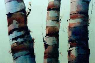birch tree, watercolour painting lesson