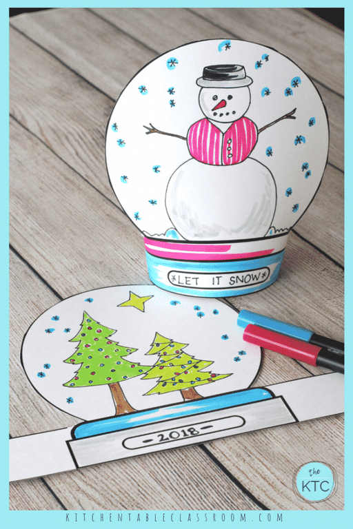 This fun snow globe craft starts with a free printable snow globe template. Print, draw, and create your own stand up snow globe wonderland!