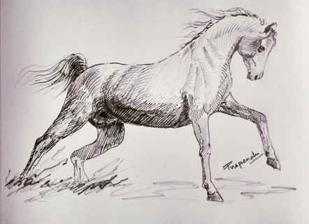 Running Horse (ART_776_45216) - Handpainted Art Painting - 11in X 8in