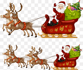 Santa Claus Reindeer Christmas Sled, Santa Claus and reindeer, christmas Decoration, cartoon, fictional Character png thumbnail