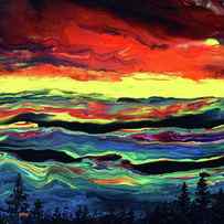 Sunset Over the Mountains Abstract by Laura Iverson