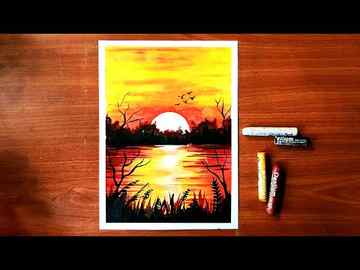 Sunset scenery drawing Oil pastels shorts