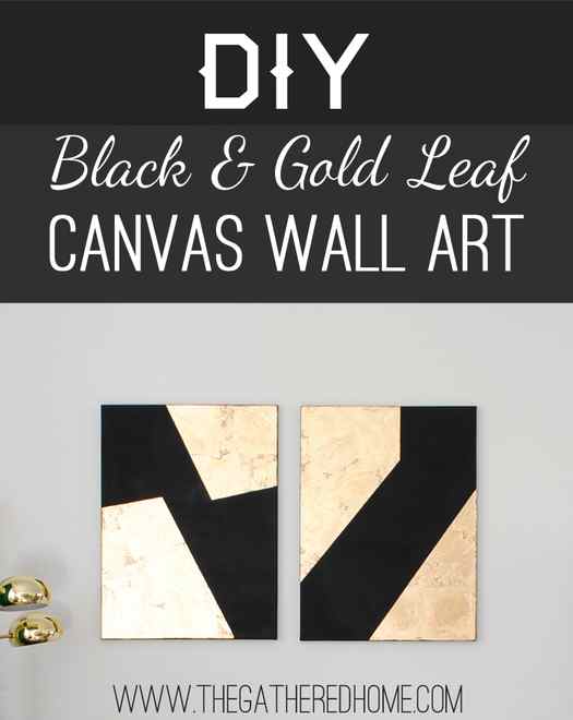 DIY Black and Gold Leaf Art