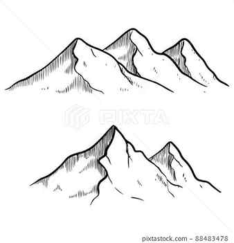 Hand Drawn Vector Illustration Mountain Peaks Outdoor Camping Background In Sketch Style Landscape HighRes Vector Graphic Getty Images