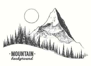 Premium Vector Sketch of mountains with a path background