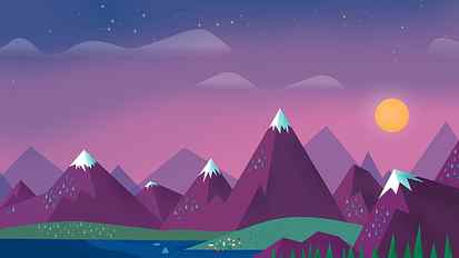 purple mountains illustration, green field and purple mountain drawing HD wallpaper