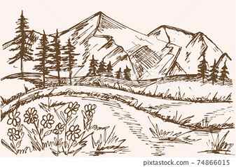 Sketch Mountain On White Background Drawing Stock Illustration 1785544127 Shutterstock