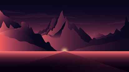 Sunset Mountains Minimal 4K HD wallpaper