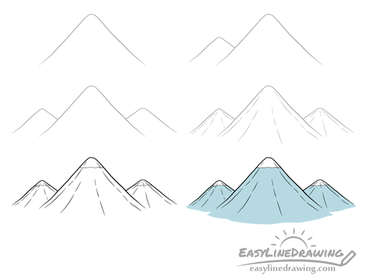 How to Draw Mountains Step by Step EasyLineDrawing