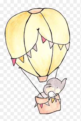 Drawing Elephant Rabbit Art Illustration, hot air balloon, elephant and riding on hot airballoon illustration, child, hand png thumbnail