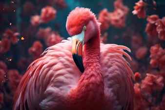 Radiant elegance vibrant pink flamingo in all its beauty generative ai
