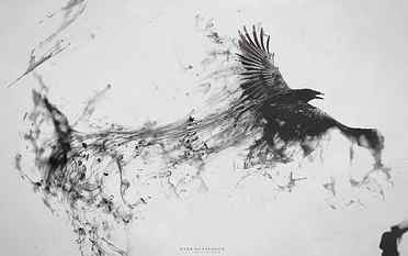 raven digital wallpaper, eagle painting, crow, ink, animals, birds HD wallpaper