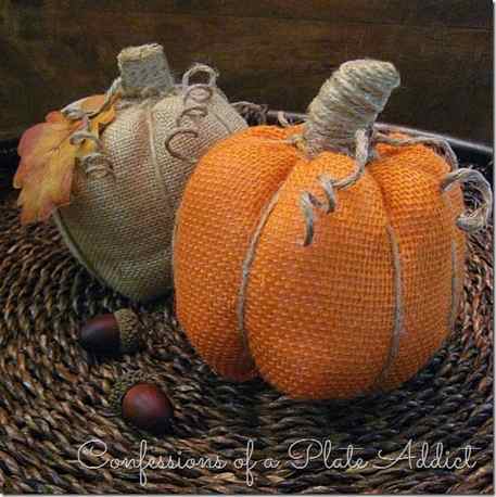 Easy No Sew Burlap Pumpkins