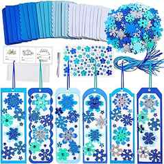 Winlyn 24 Sets Christmas Craft Kits Winter Crafts DIY 3D Christmas Snowflake Bookmarks Art Sets Snowflake Foam Stickers Ar. 