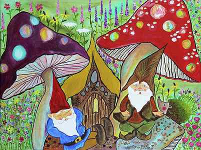 Wall Art - Painting - Garden Gnomes by Aren Dummer