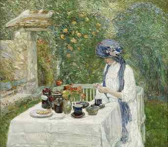 Wall Art - Painting - French Tea Garden by Childe Hassam