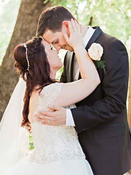 custom acrylic portrait of bride and groom outdoors 