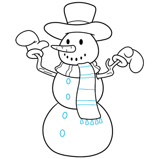 snowman step-by-step drawing tutorial: step 09